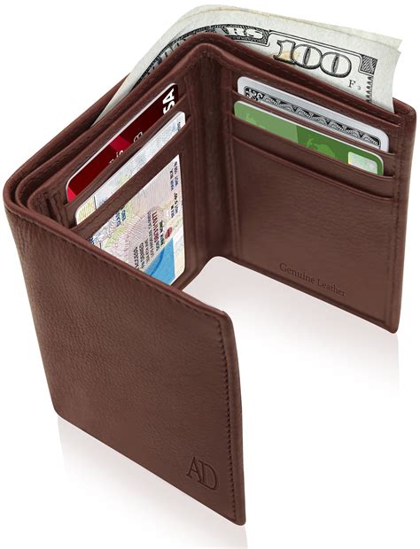 leather trifold men's rfid wallet